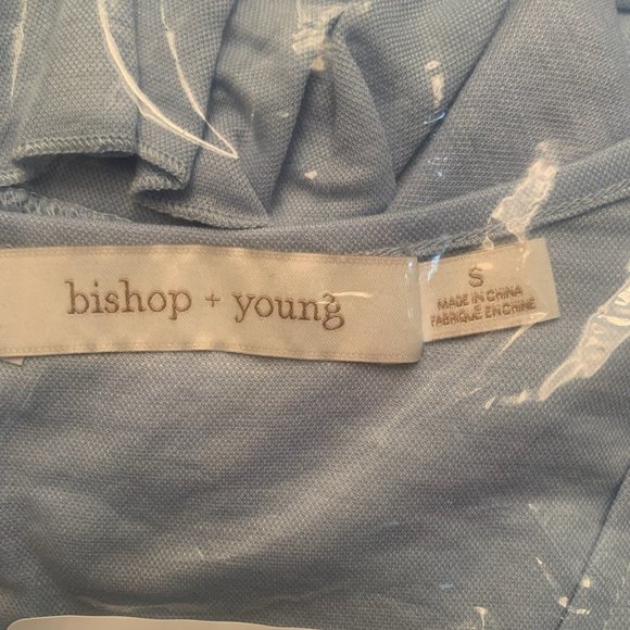 NWT BISHOP + YOUNG RUFFLED SLEEVE KNIT TEE SKY BLUE SMALL - Picture 12 of 14